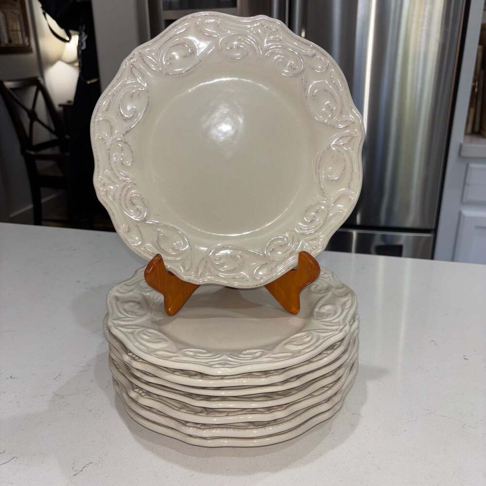 JCPenney Chris Madden Corvella Ivory Salad Plates, Set of 8